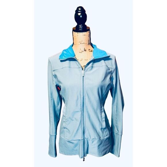 Nike Fit Dry Full Zip Jacket Womens Size Medium Blue Stretch - Picture 1 of 5